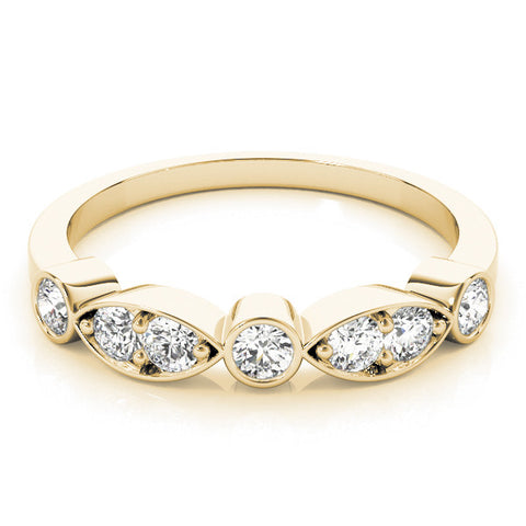 Yellow gold Bezel Set Round Diamond Marquise Band 1
