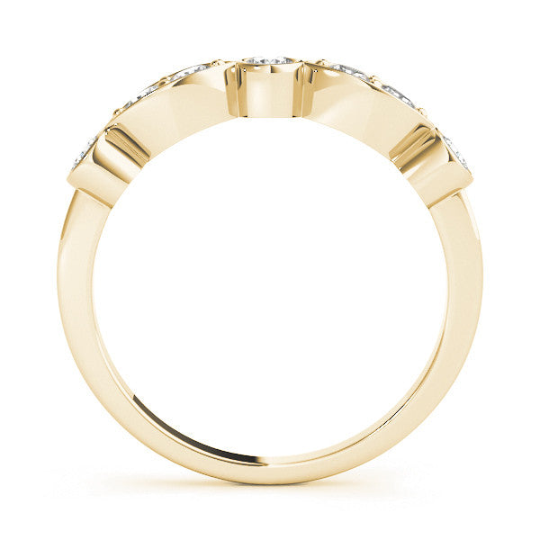 Yellow gold Bezel Set Round Diamond Marquise Band 2