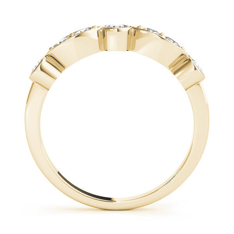Yellow gold Bezel Set Round Diamond Marquise Band 2