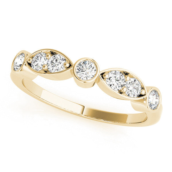 Yellow gold Bezel Set Round Diamond Marquise Band
