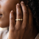 Yellow gold Bezel Set Round Diamond Marquise Band_42