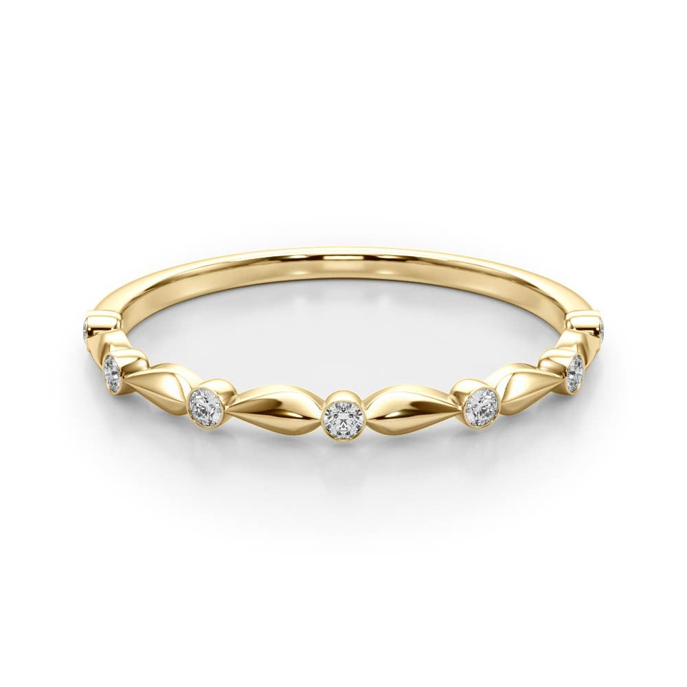 Yellow gold Bezel-Set Round Diamond Marquise Eternity Band 1