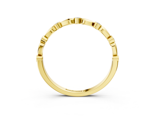 Yellow gold Bezel-Set Round Diamond Marquise Eternity Band