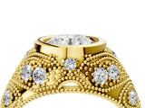 Yellow gold Bezel Set Round Diamond Milgrain Band Ring_18