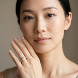 Yellow gold Bezel Set Round Diamond Milgrain Pave Engagement Ring_13