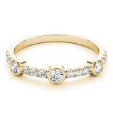 Yellow gold Bezel Set Round Diamond Pavé Band 1