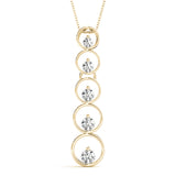 Yellow gold Bezel-Set Round Diamond Pendant with Prong Setting