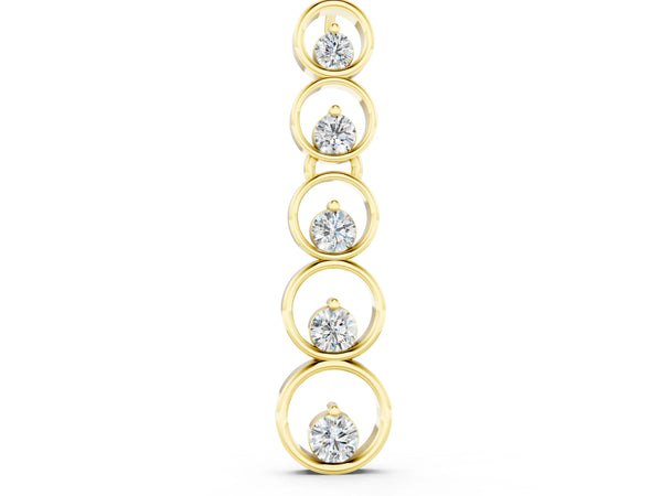 Yellow gold Bezel-Set Round Diamond Pendant with Prong Setting