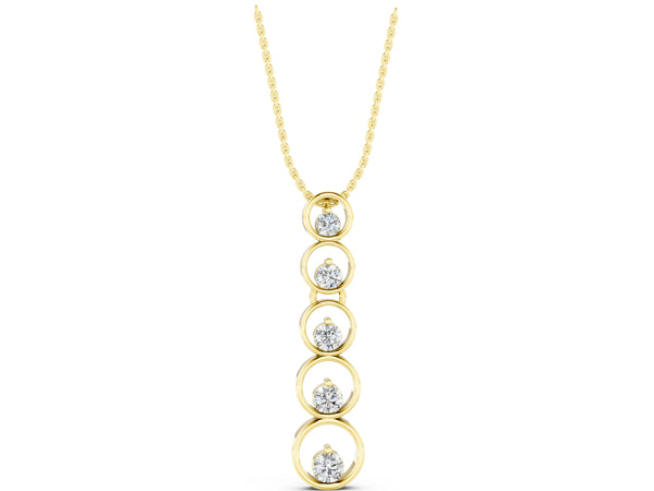 Yellow gold Bezel-Set Round Diamond Pendant with Prong Setting