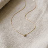 Yellow gold Bezel-Set Round Diamond Solitaire Chain Necklace_11