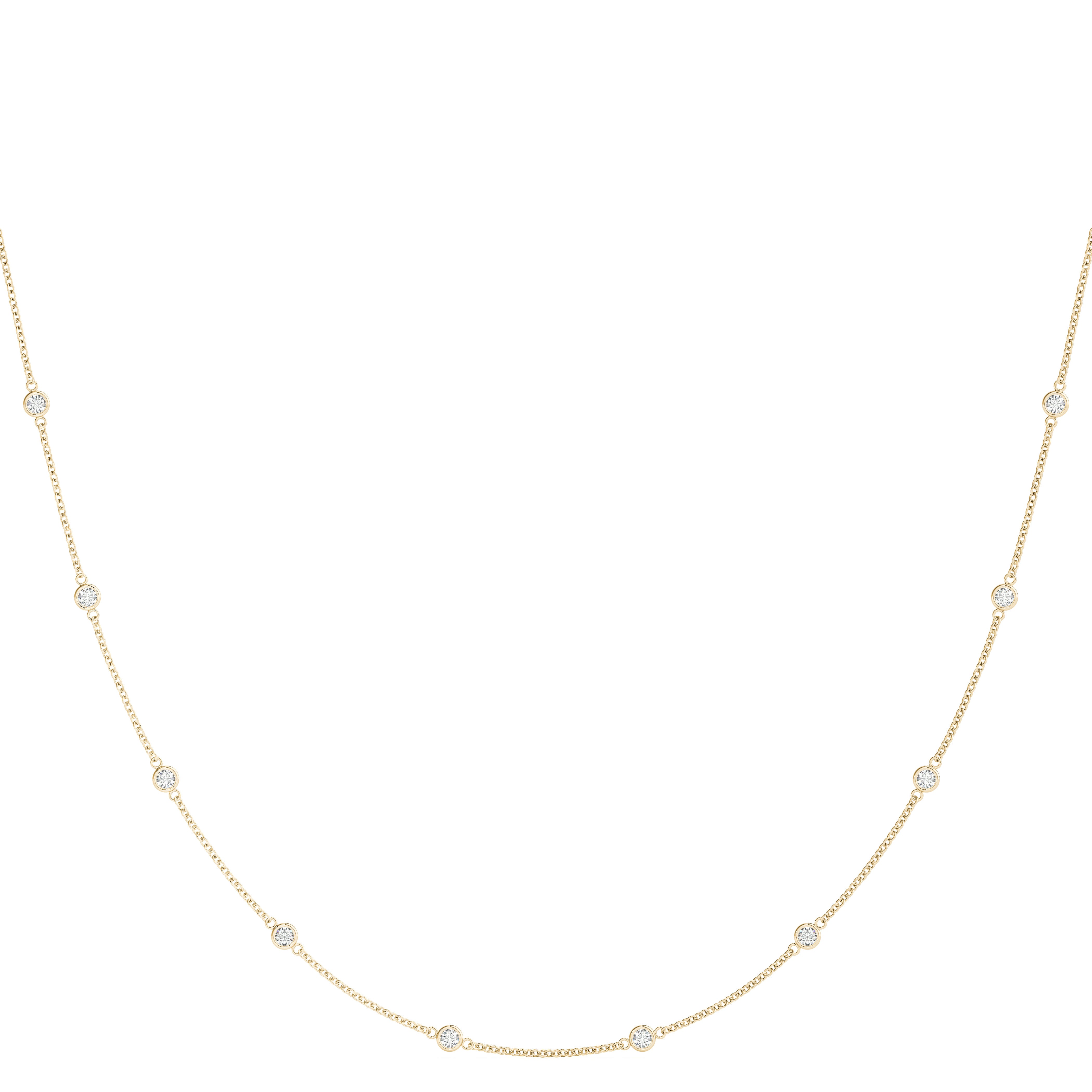 Yellow gold Bezel-Set Round Diamond Station Necklace