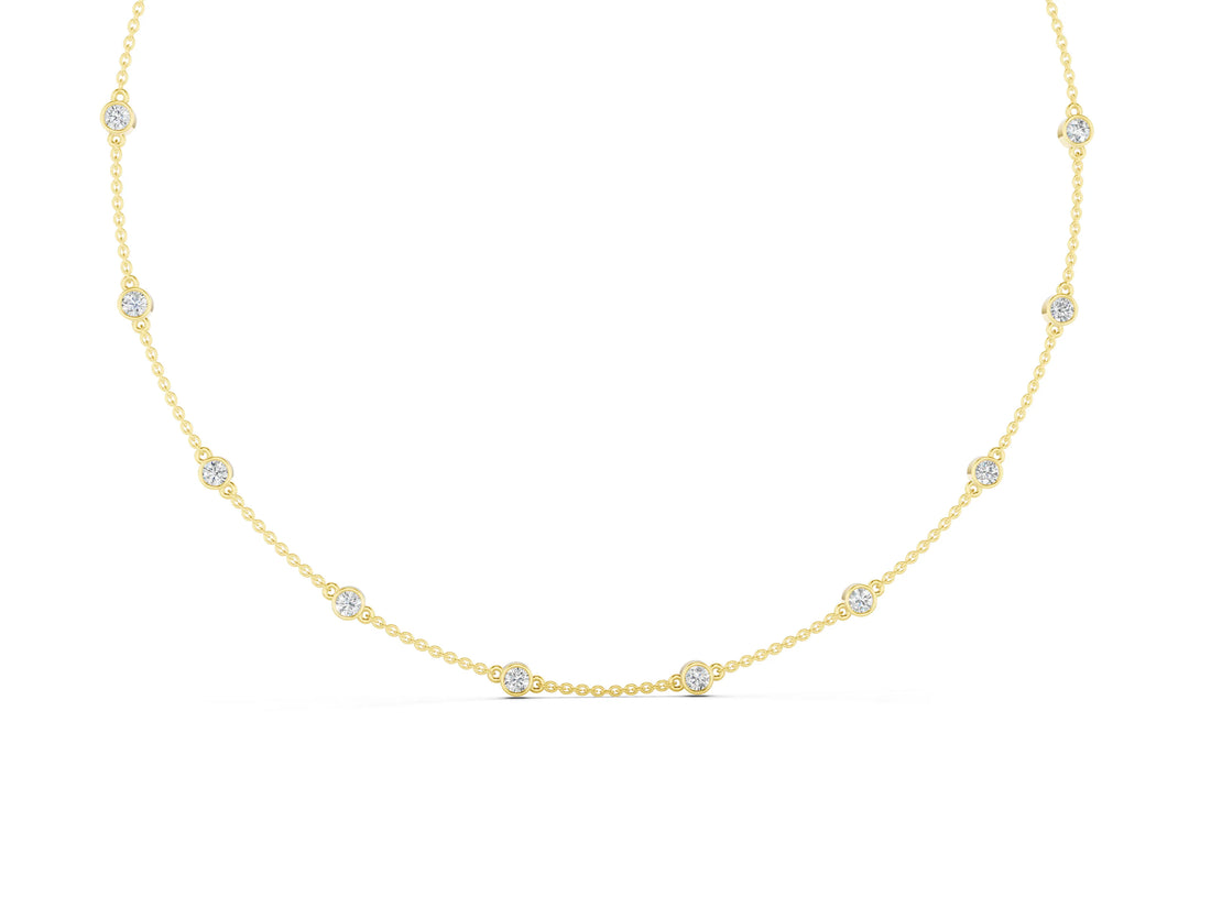 Yellow gold Bezel-Set Round Diamond Station Necklace_15