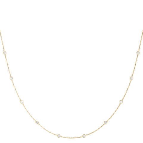 Yellow gold Bezel-Set Round Diamond Station Necklace