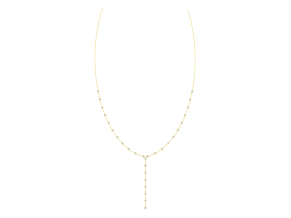 Yellow gold Bezel-Set Round Diamond Station Y Necklace