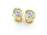 Yellow gold Bezel Set Round Diamond Stud Earrings_15