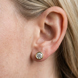 Yellow gold Bezel Set Round Diamond Stud Earrings_21