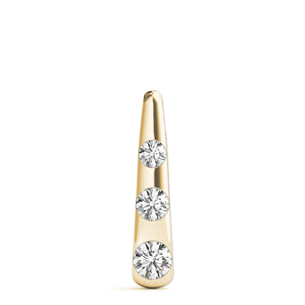 Yellow gold Bezel Set Round Diamond Tapered Bar Pendant