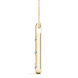 Yellow gold Bezel Set Round Diamond Tapered Bar Pendant 2