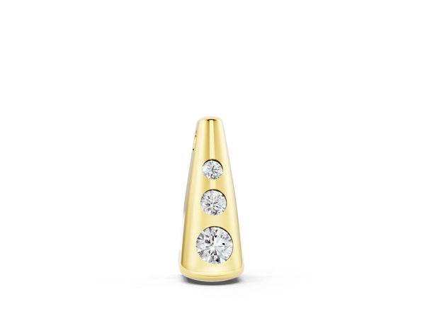 Yellow gold Bezel Set Round Diamond Tapered Bar Pendant