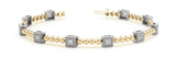 Yellow gold Bezel Set Round Diamond Tennis Bracelet with Ball Link Band