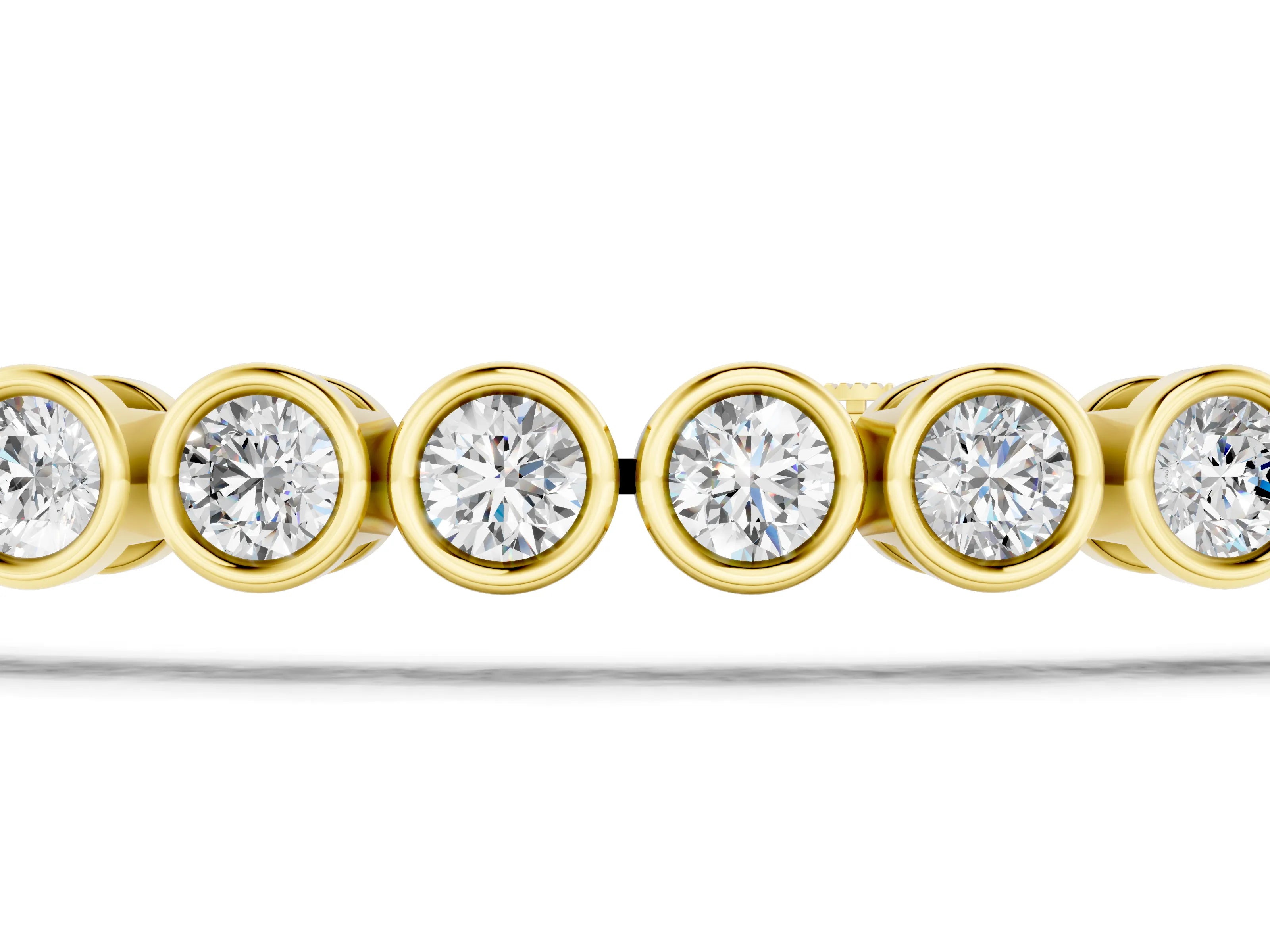 Yellow gold Bezel Set Round Diamond Tennis Bracelet with Box Clasp_1