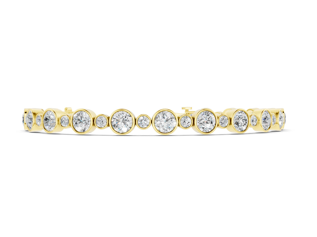 Yellow gold Bezel Set Round Diamond Tennis Bracelet with Box Clasp_2