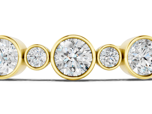 Yellow gold Bezel Set Round Diamond Tennis Bracelet with Box Clasp