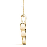 Yellow gold Bezel Set Round Diamond Three-Stone Pendant 2