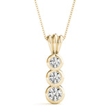 Yellow gold Bezel Set Round Diamond Three-Stone Pendant
