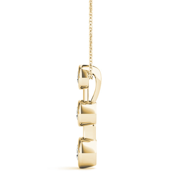 Yellow gold Bezel Set Round Diamond Trio Pendant