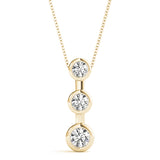Yellow gold Bezel Set Round Diamond Trio Pendant