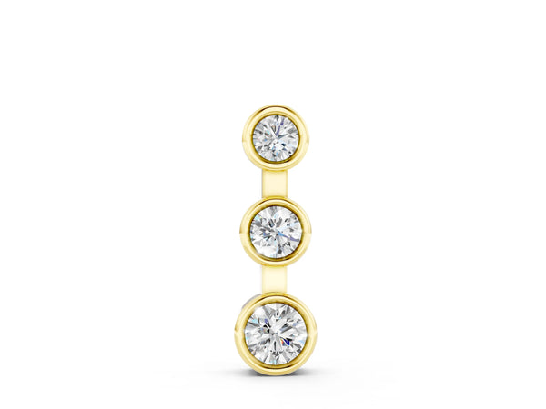 Yellow gold Bezel Set Round Diamond Trio Pendant