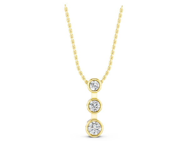 Yellow gold Bezel Set Round Diamond Trio Pendant