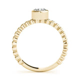 Yellow gold Bezel Set Round Solitaire Beaded Band Ring 2
