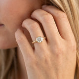 Yellow gold Bezel Set Round Solitaire Beaded Band Ring_8