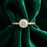Yellow gold Bezel Set Round Solitaire Beaded Band Ring_9