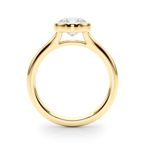 Yellow gold Bezel Set Round Solitaire Diamond Ring with Smooth Band 2