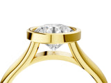 Yellow gold Bezel Set Round Solitaire Diamond Ring with Smooth Band 5