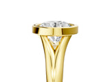Yellow gold Bezel Set Round Solitaire Diamond Ring with Smooth Band