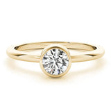 Yellow gold Bezel Set Round Solitaire Engagement Ring with Classic Band 1