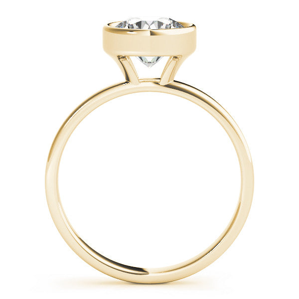 Yellow gold Bezel Set Round Solitaire Ring with Plain Band 1