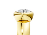 Yellow gold Bezel Set Round Solitaire Ring with Wide Band 1