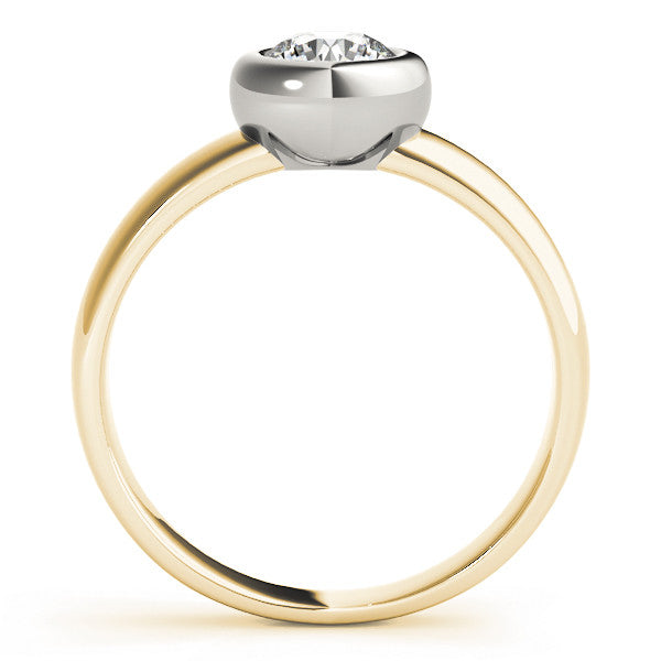 Yellow gold Bezel Set Round Solitaire Ring with Wide Band 2