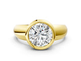Yellow gold Bezel Set Round Solitaire Ring with Wide Band 2
