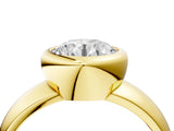 Yellow gold Bezel Set Round Solitaire Ring with Wide Band