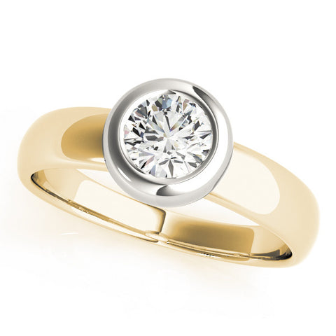 Yellow gold Bezel Set Round Solitaire Ring with Wide Band