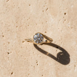 Yellow gold Bezel Set Round Solitaire Twist Band Engagement Ring_15