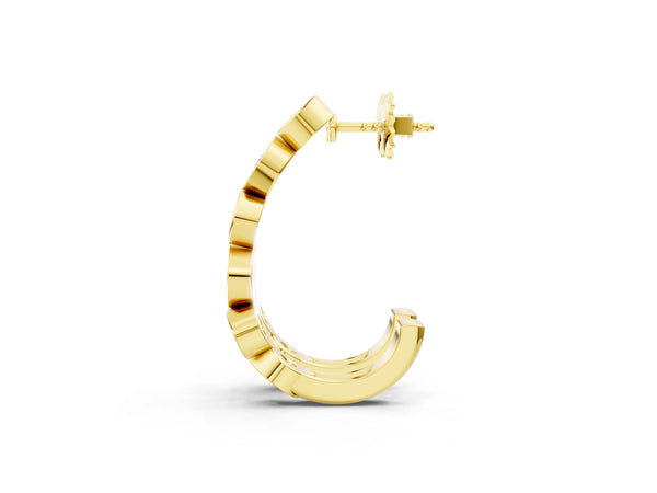 Yellow gold Bezel-Set Round and Marquise Diamond Hoop Earrings