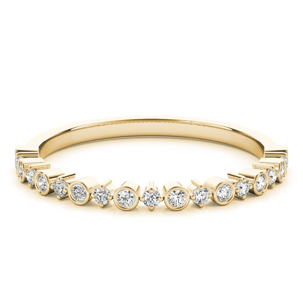 Yellow gold Bezel and Prong Set Round Diamond Half Eternity Band 1
