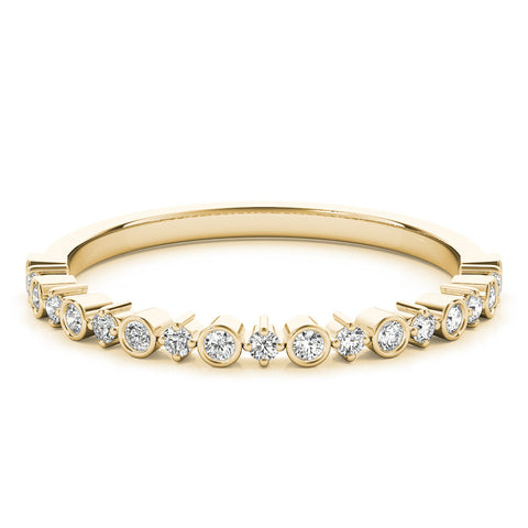 Yellow gold Bezel and Prong Set Round Diamond Half Eternity Band 1